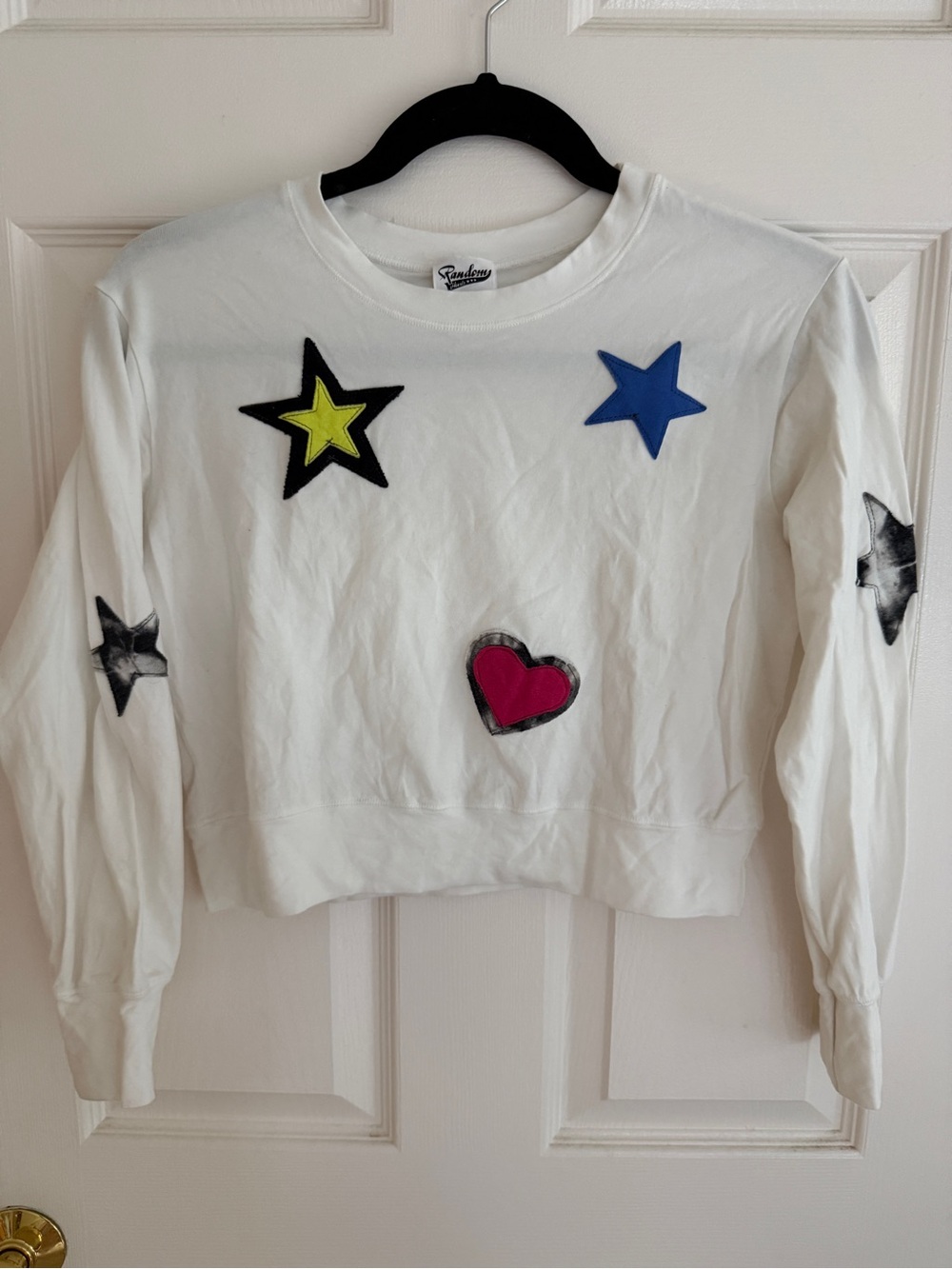Random Hearts patchwork long sleeve top, Size XL